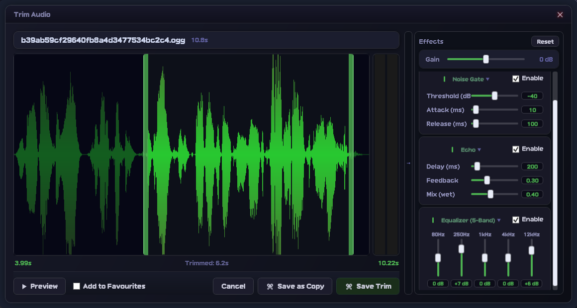 Destructive linear waveform editing workspace